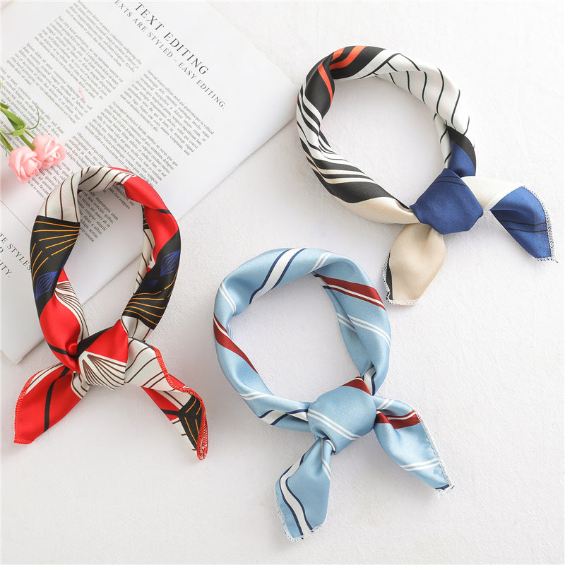 Women’s Small Square Silk Scarf Leopard Polka Dot Fashion Bandana Chic Neck Scarf Autumn Winter Hair Tie Wrist Wrap Multi-Purpose Stylish Accessory